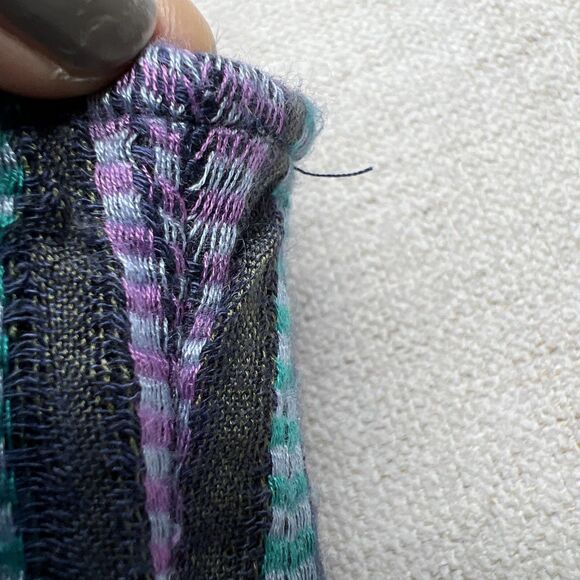 ANGIE Vertical Stripes Button Collared Mini Dress Women's L Large Hippie Belted - Picture 5 of 9